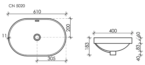 Врезная раковина Ceramica Nova Element CN5020, 60 см