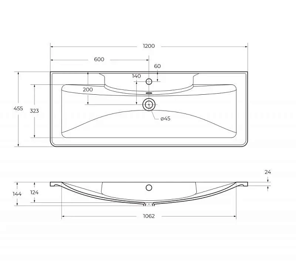 Раковина из литьевого мрамора BelBagno BB1200/455-LV-MR-ALR, 120 см