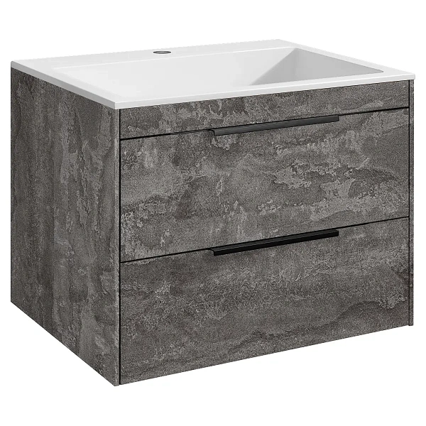 Тумба под раковину Vincea Chiara 2D 600 подвесная, 2 выкатных ящика soft-close, G.Stone