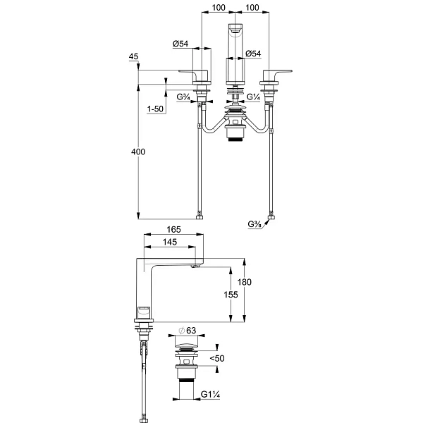 Смеситель для раковины Kludi Zenta SL 483930565 с донным клапаном