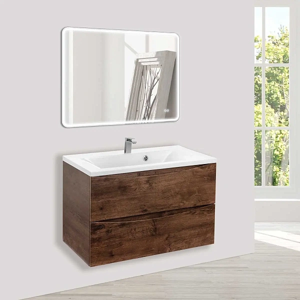 Тумба под раковину Vincea Mia 800 подвесная, 2 выкатных ящика soft close, R.Wood