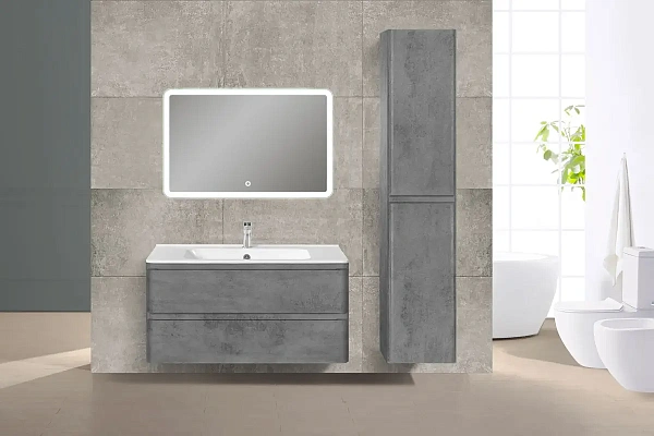 Тумба под раковину Vincea Vico 1000 подвесная, 2 выкатных ящика soft close, Beton