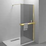 Душевая перегородка Vincea Walk-In HR VSW-4HR100CGG, 1000*2000, брашированное золото, стекло тонированное