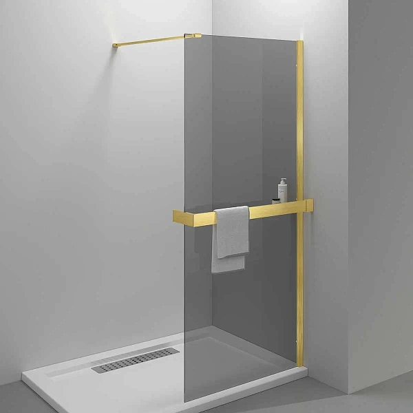 Душевая перегородка Vincea Walk-In HR VSW-4HR100CGG, 1000*2000, брашированное золото, стекло тонированное