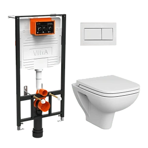 Инсталляция с унитазом VITRA S20 9004B003-7207, кнопка хром