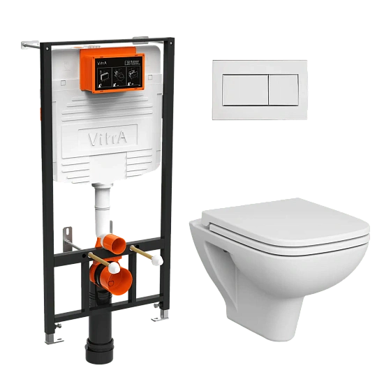 Инсталляция с унитазом VITRA S20 9004B003-7207, кнопка хром