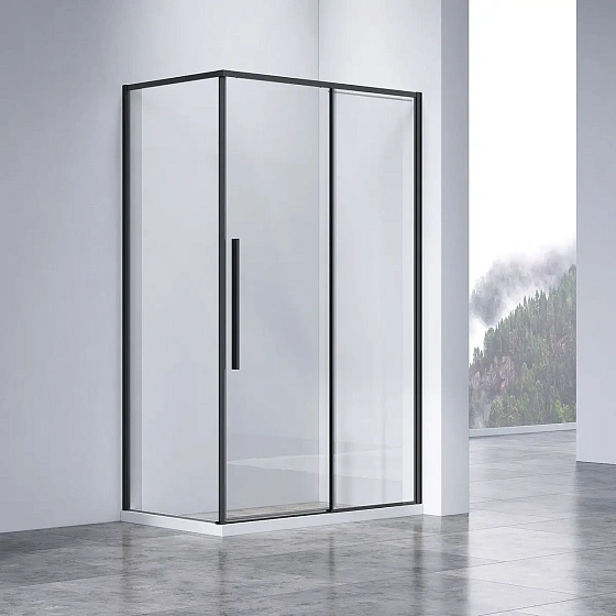 Душевой уголок Vincea Slim-N VSR-4SN9014CLB, 1400*900, черный, стекло прозрачное